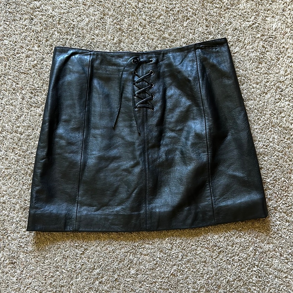 wilson’s lace-up leather skirt